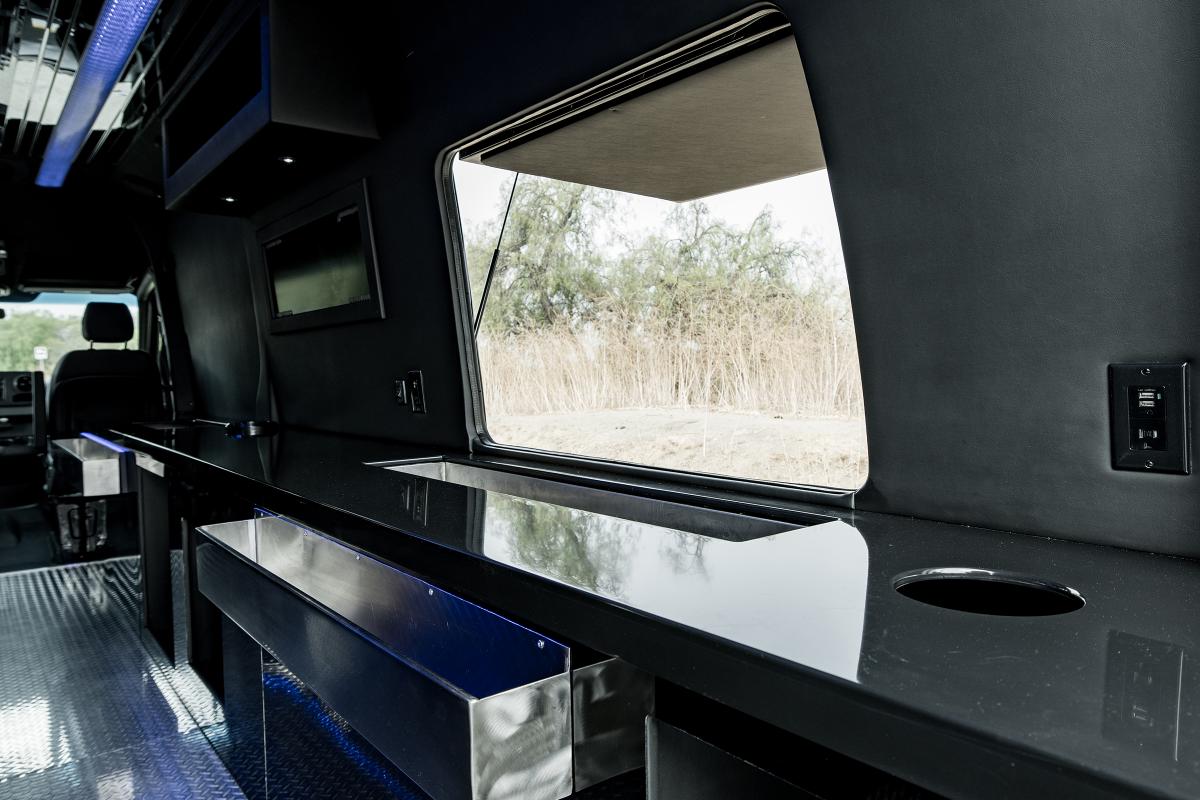 Mercedes-Benz Sprinter "Platinum Speakeasy" Rental in Los Angeles Thumbnail 